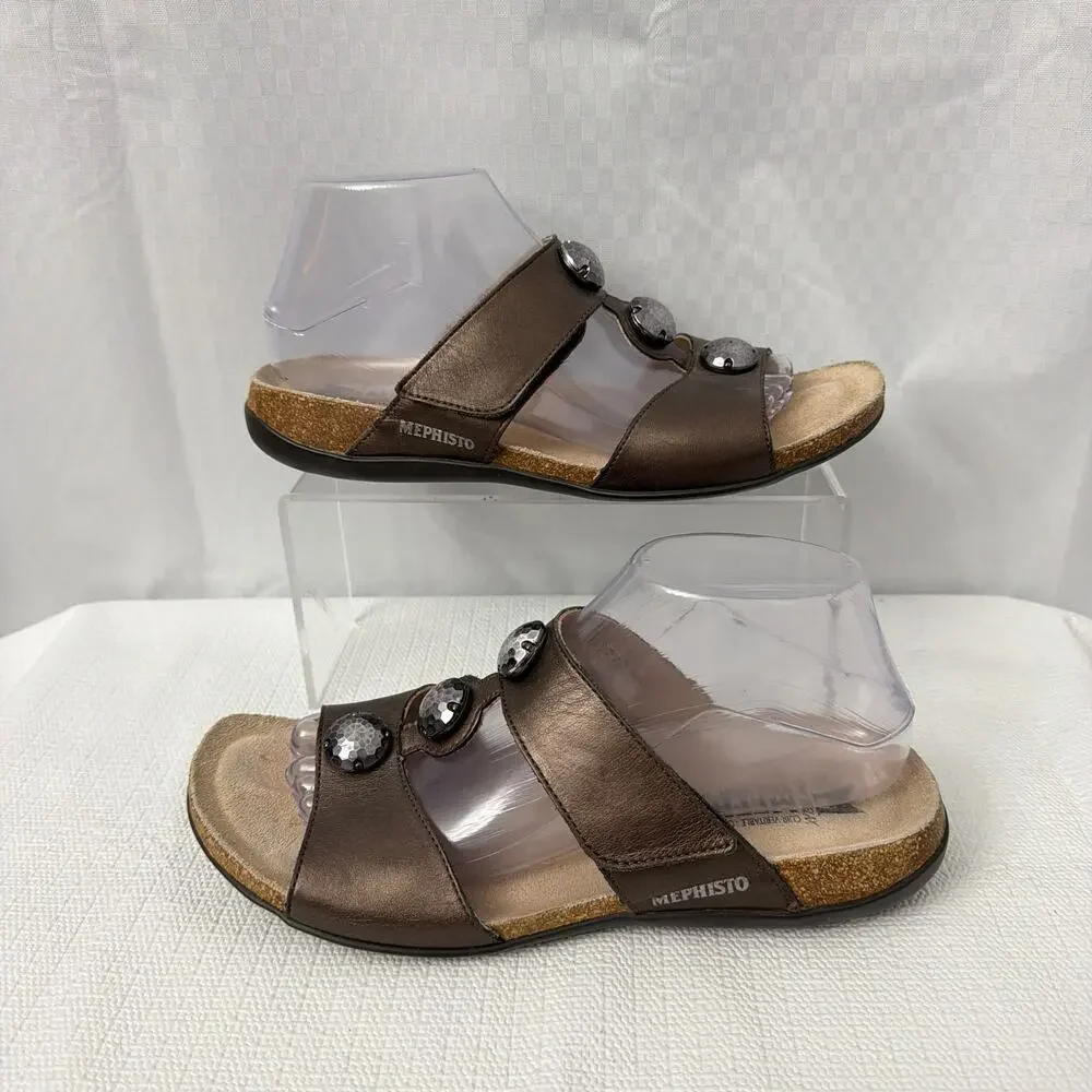 Mephisto Sandals Womens Size 10 Helisa Bronze Leather Slip On Comfort 40